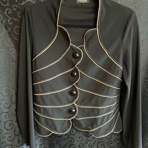 Vintage Black Jacket with Gold Trim S
